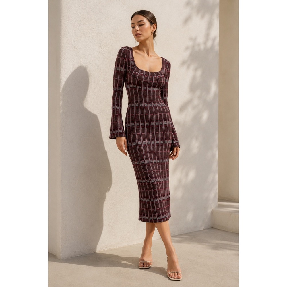 NWT Equipment CYRIENNE Midi Dress‎ Women XL Striped Scoop Neck Delicioso